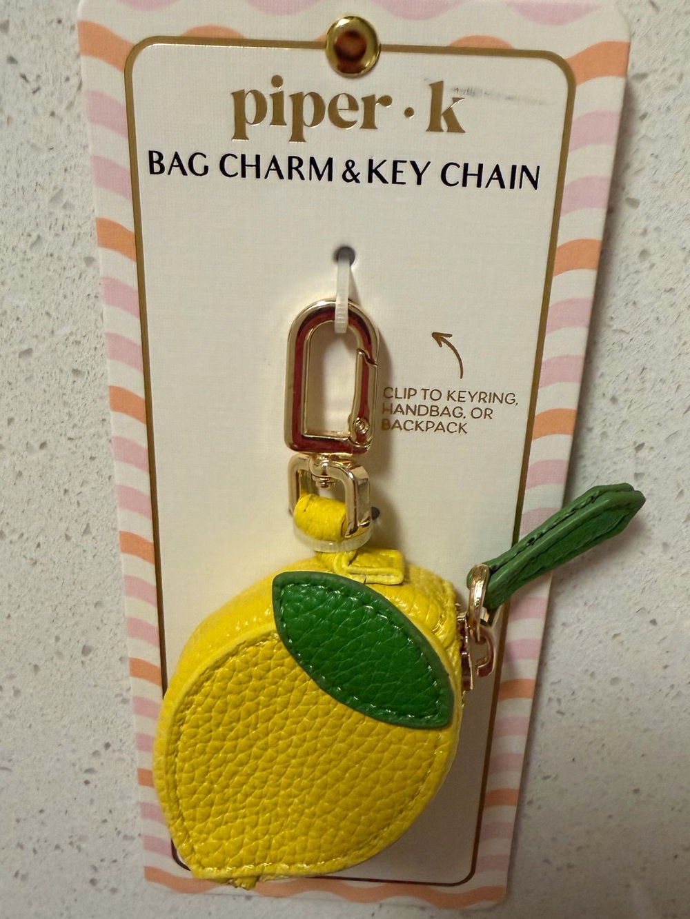 🍋Piper•k Yellow Lemon Bag Charm w/ Green Leaf. Adorable and perfect for summer! - Picture 6 of 12